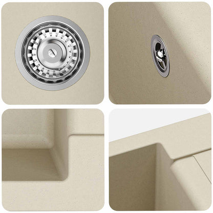 Lavello Beige 780 x 500 mm 80% Quarzo e 20% Resina