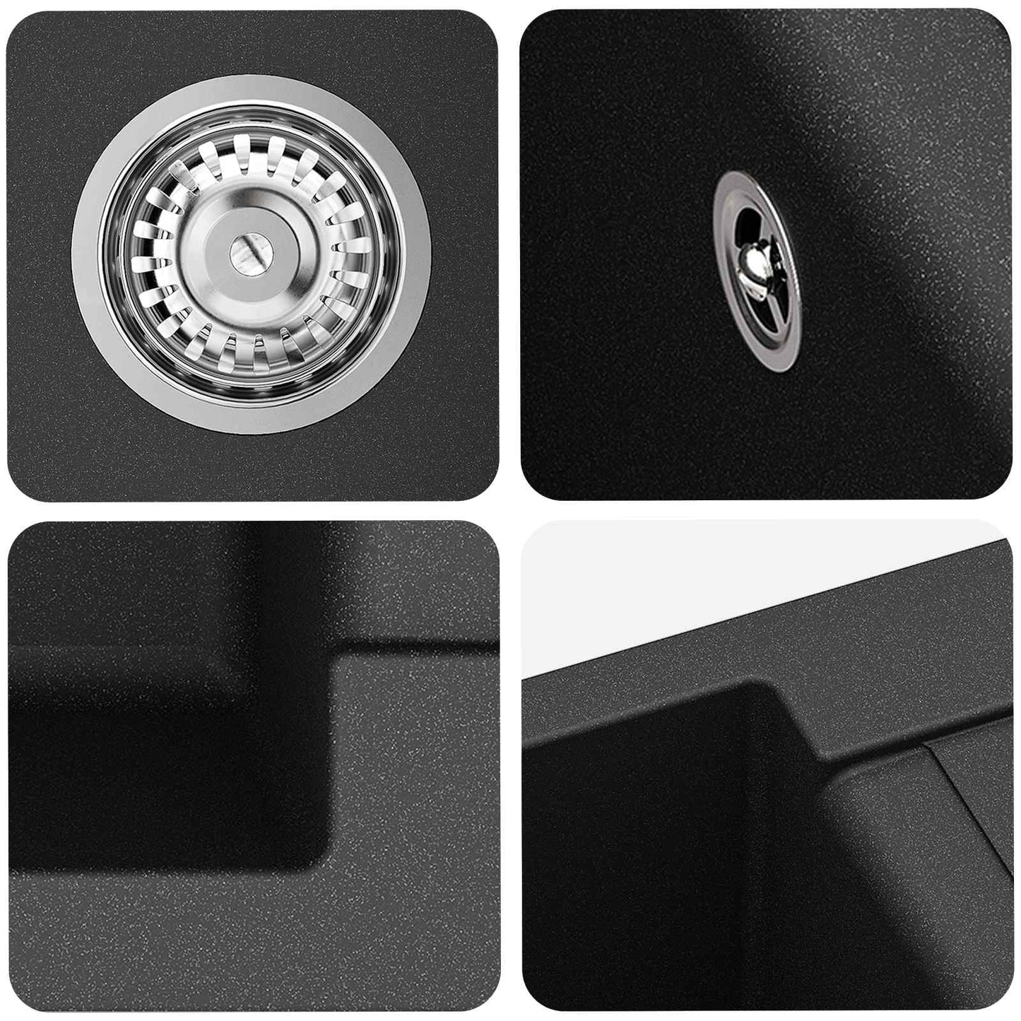 Lavello Nero 620 x 500 mm 80% Quarzo e 20% Resina