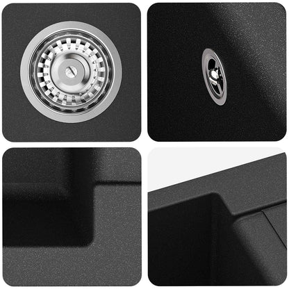 Lavello Nero 620 x 500 mm 80% Quarzo e 20% Resina