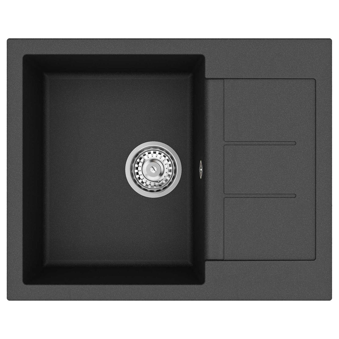 Lavello Nero 620 x 500 mm 80% Quarzo e 20% Resina