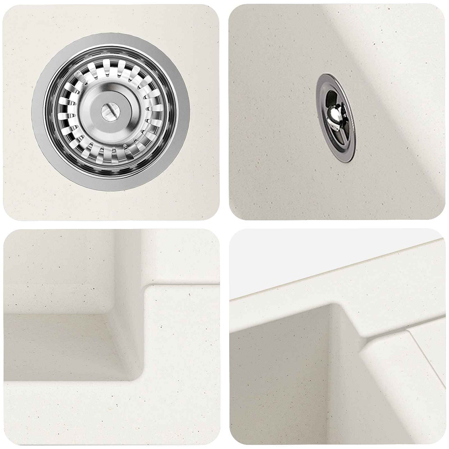 Lavello Bianco 620 x 500 mm 80% Quarzo e 20% Resina