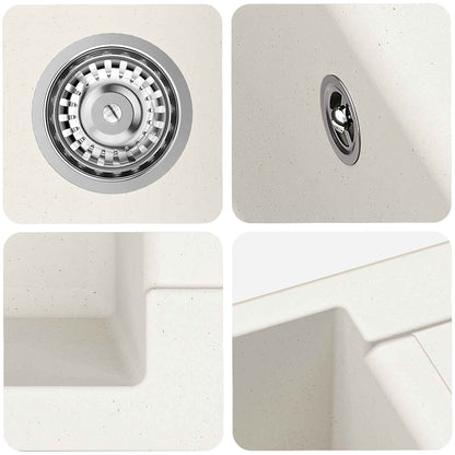 Lavello Bianco 620 x 500 mm 80% Quarzo e 20% Resina