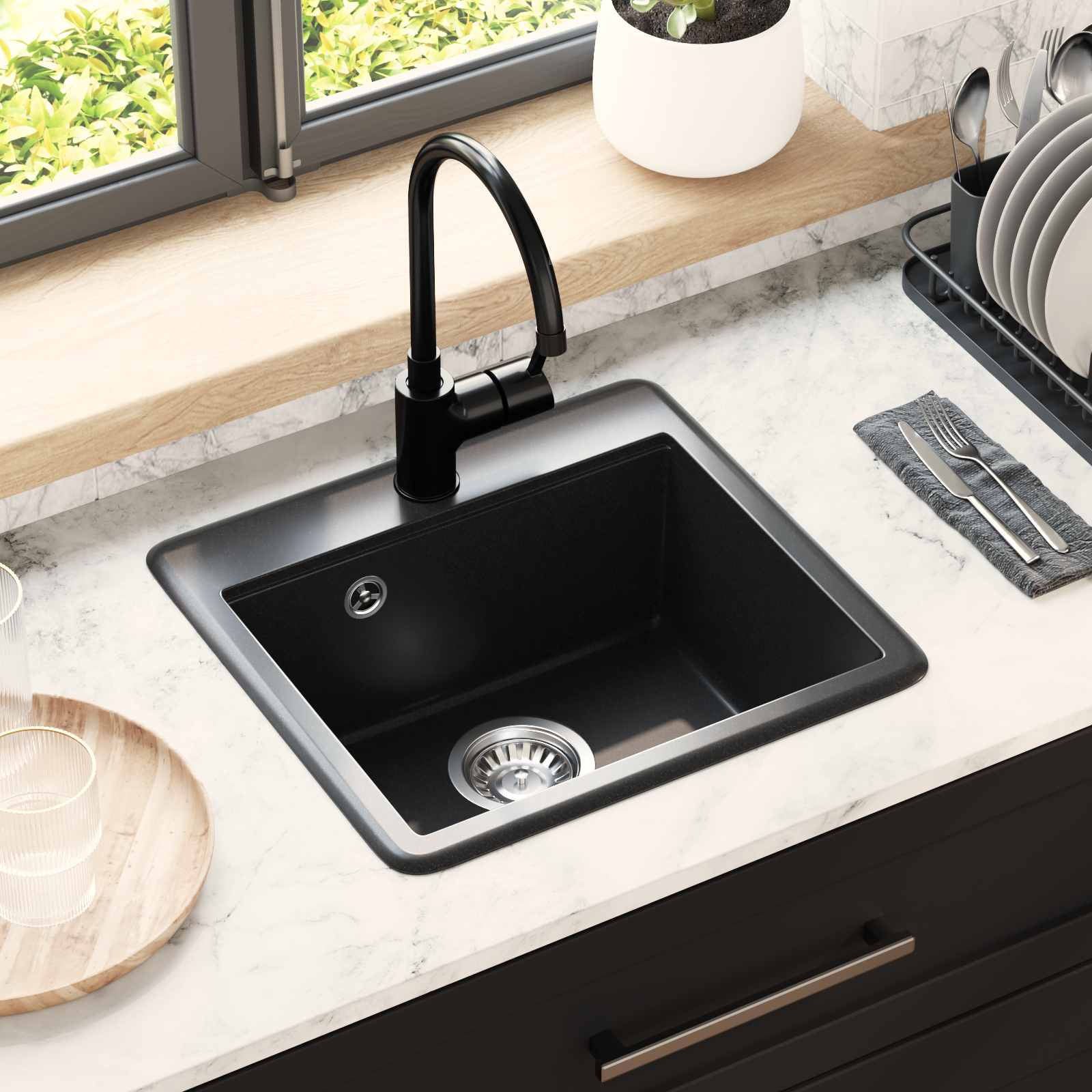Lavello Nero 470 x 440 mm Granito | homemem39