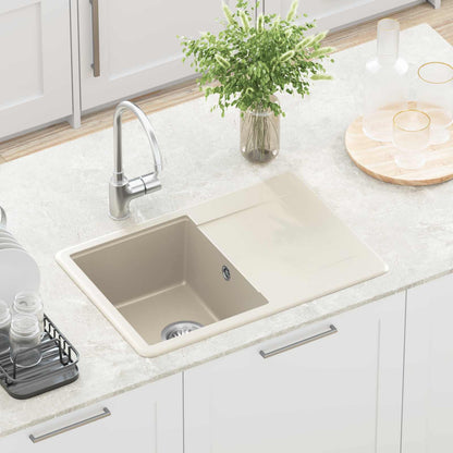 Lavello Beige 670 x 460 mm 80% Quarzo e 20% Resina | homemem39