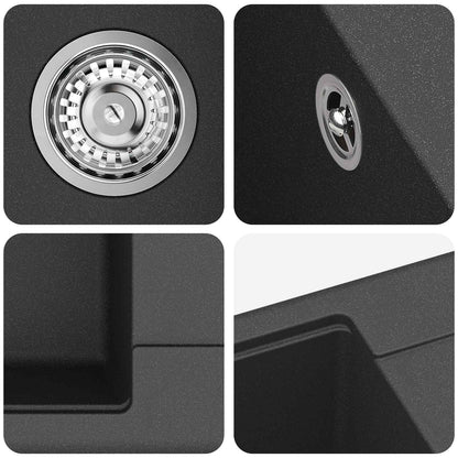 Lavello Nero 560 x 460 mm 80% Quarzo e 20% Resina | homemem39