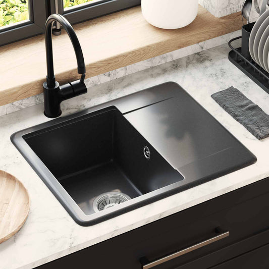 Lavello Nero 560 x 460 mm 80% Quarzo e 20% Resina