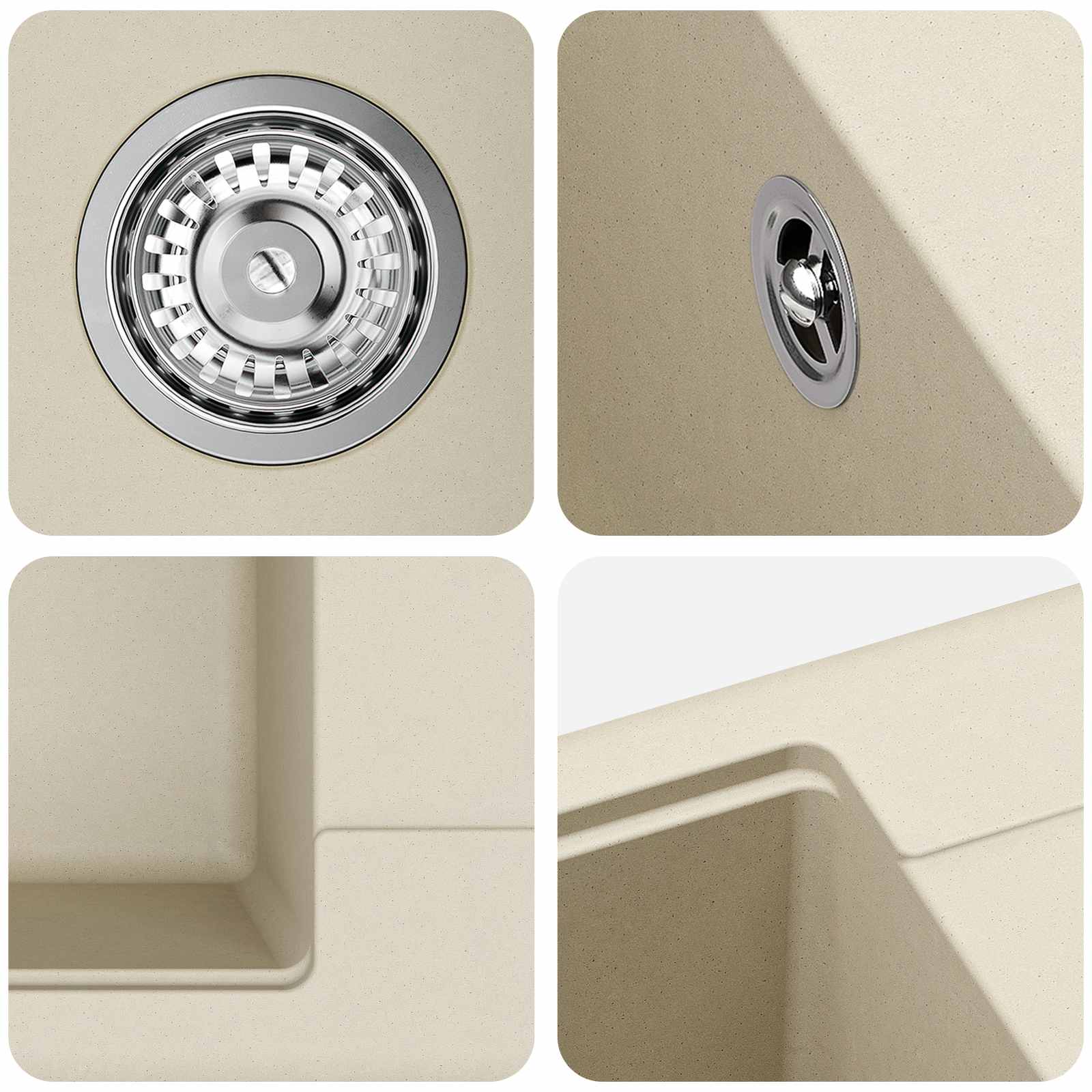 Lavello Beige 560 x 460 mm 80% Quarzo e 20% Resina | homemem39