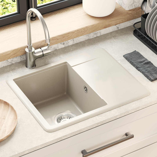Lavello Beige 560 x 460 mm 80% Quarzo e 20% Resina