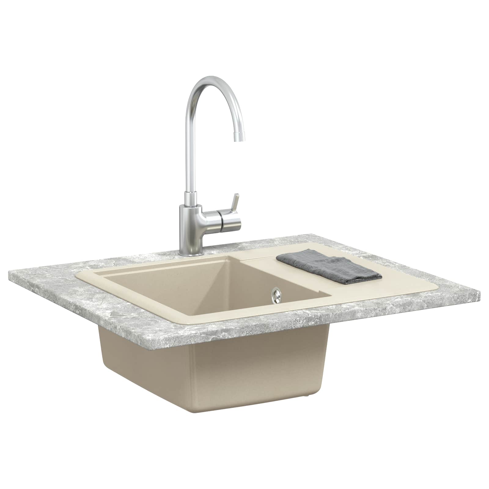 Lavello Beige 560 x 460 mm 80% Quarzo e 20% Resina | homemem39