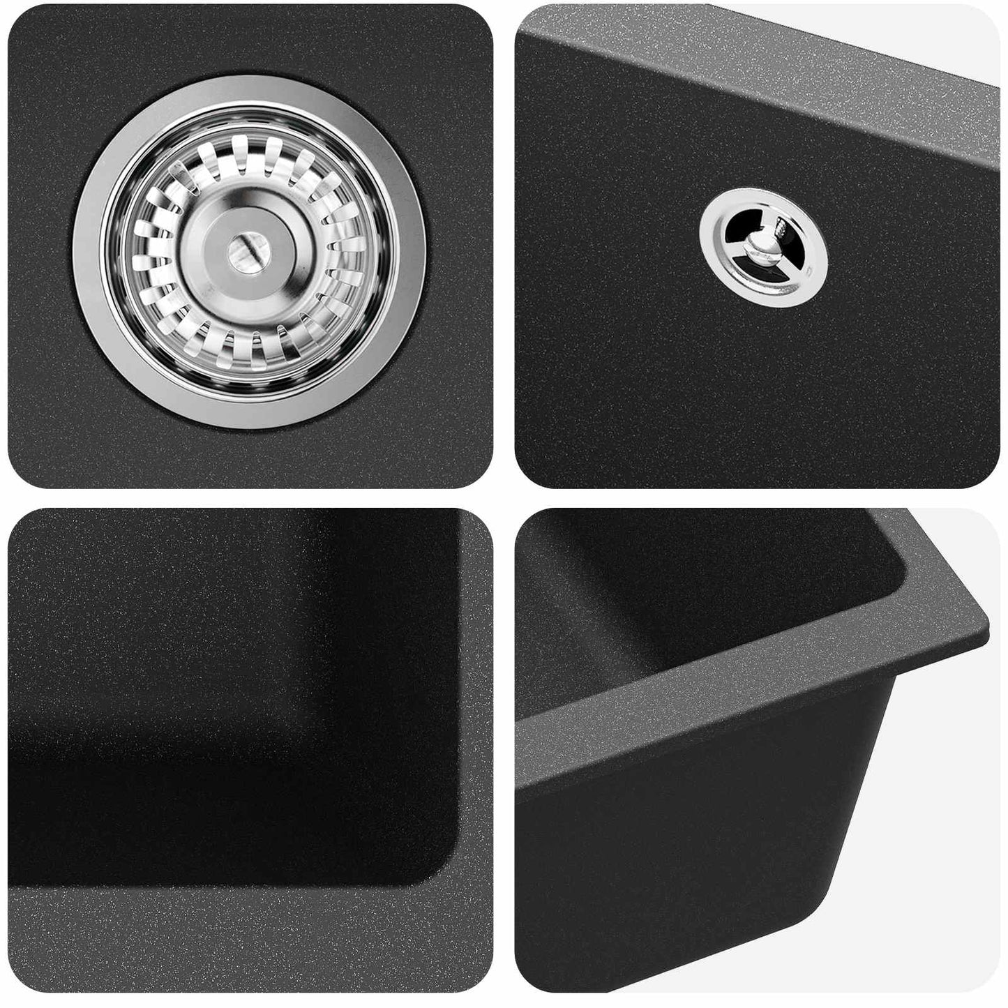 Lavello Nero 370 x 460 mm 80% Quarzo e 20% Resina | homemem39