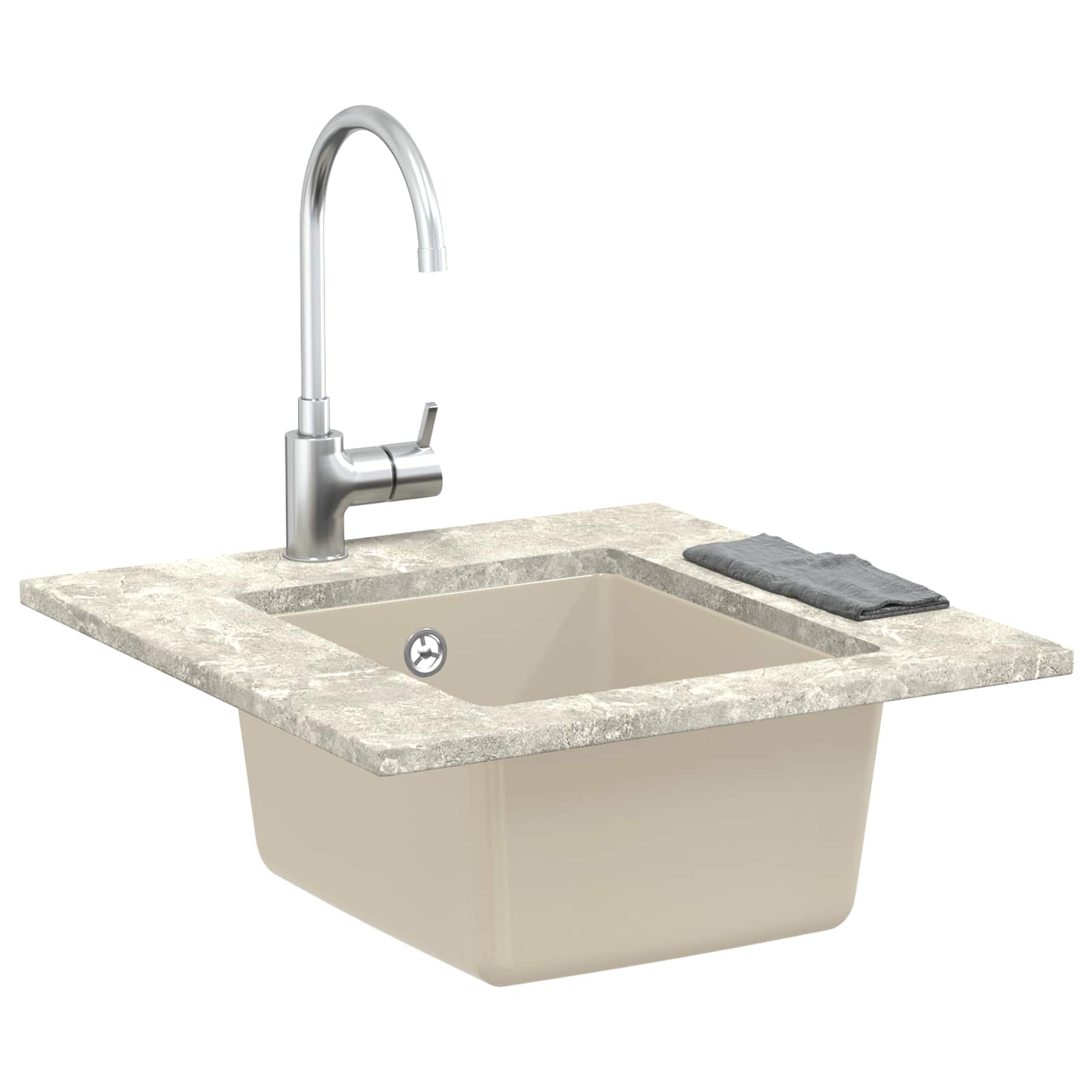 Lavello Beige 370 x 460 mm 80% Quarzo e 20% Resina | homemem39