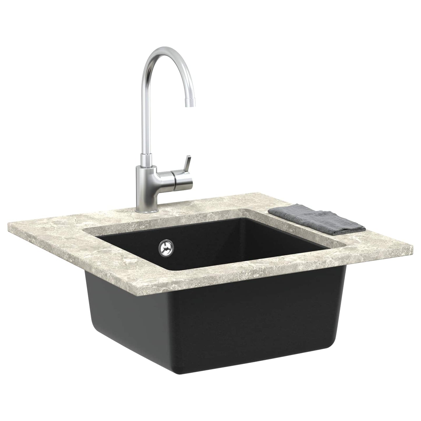 Lavello Nero 430 x 460 mm 80% Quarzo e 20% Resina | homemem39