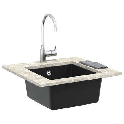 Lavello Nero 430 x 460 mm 80% Quarzo e 20% Resina | homemem39