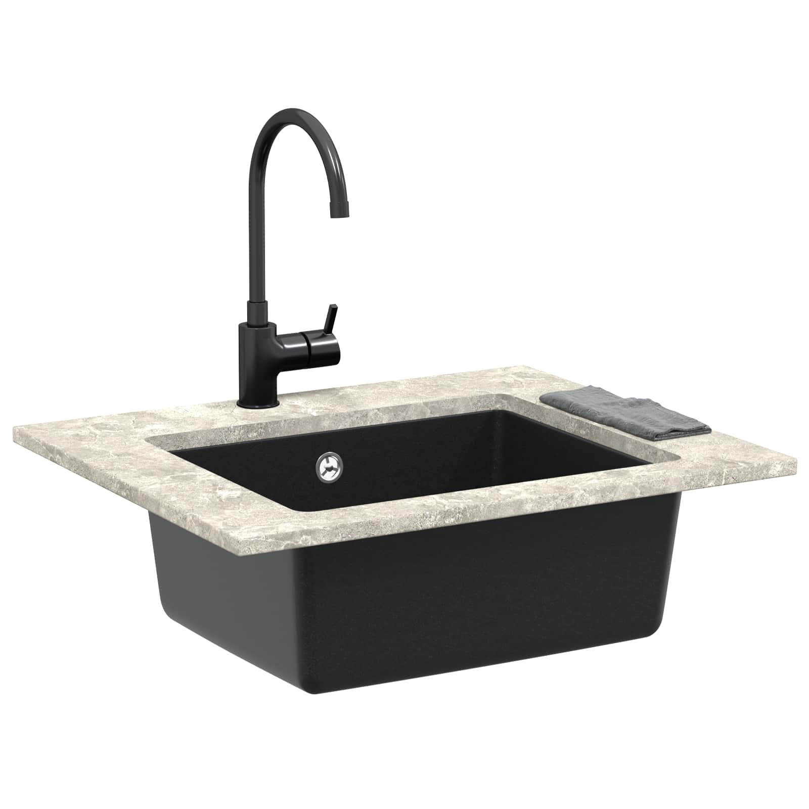 Lavello Nero 530 x 460 mm 80% Quarzo e 20% Resina | homemem39
