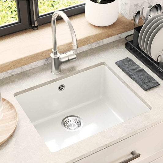 Lavello Bianco 530 x 460 mm 80% Quarzo e 20% Resina