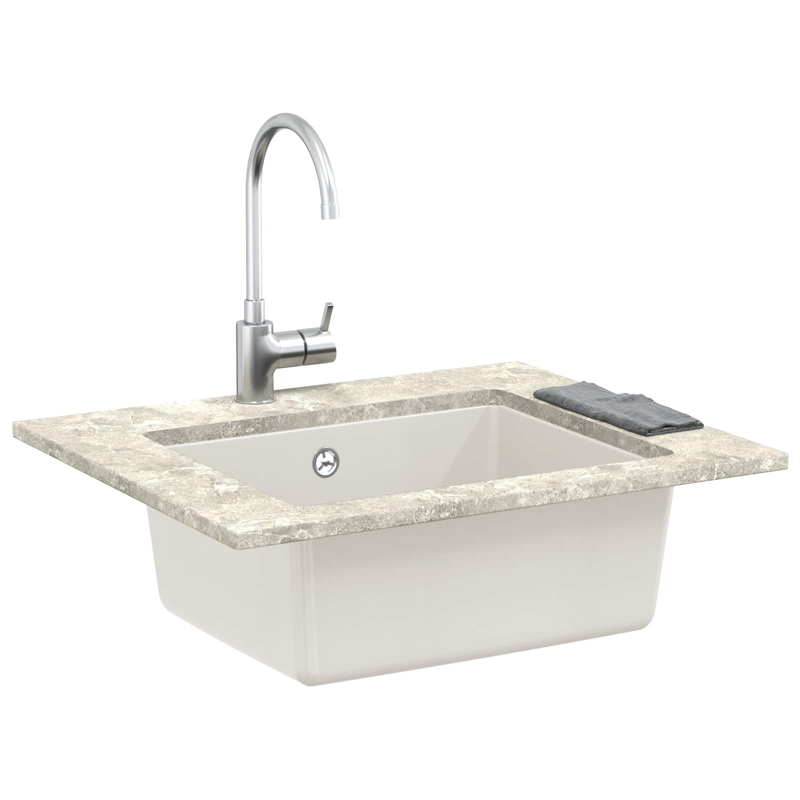 Lavello Bianco 530 x 460 mm 80% Quarzo e 20% Resina | homemem39
