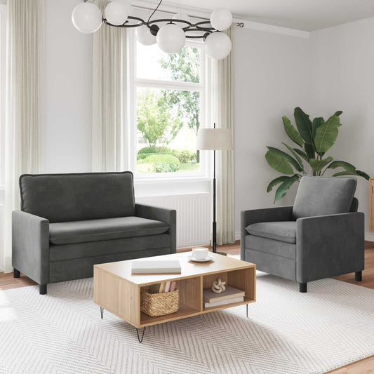 Set di divani 2 pcs Grigio Scuro Velluto | homemem39