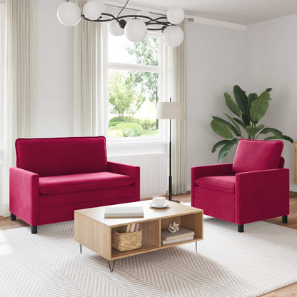 Set di divani 2 pcs Rosso Vino Velluto | homemem39