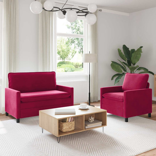 Set di divani 2 pcs Rosso Vino Velluto | homemem39