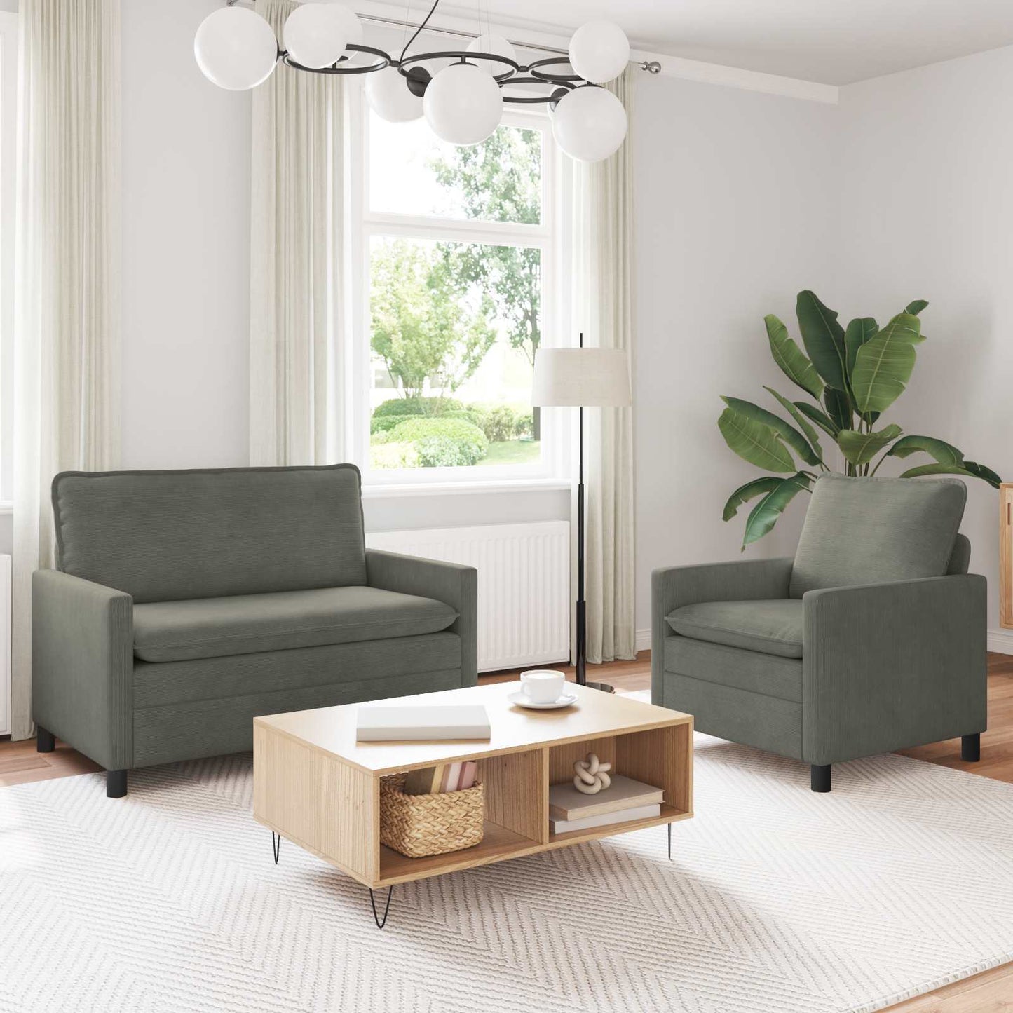 Set di divani 2 pcs Grigio Chiaro Tessuto | homemem39