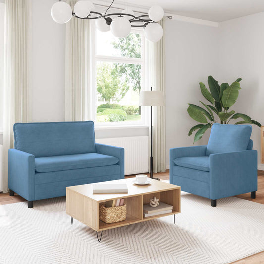 Set di divani 2 pcs Blu Tessuto | homemem39