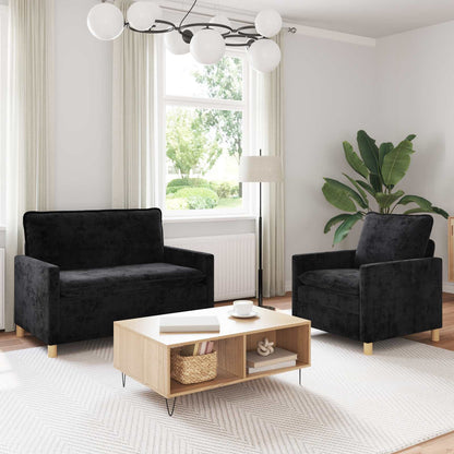Set di divani 2 pcs Nero Poliestere | homemem39