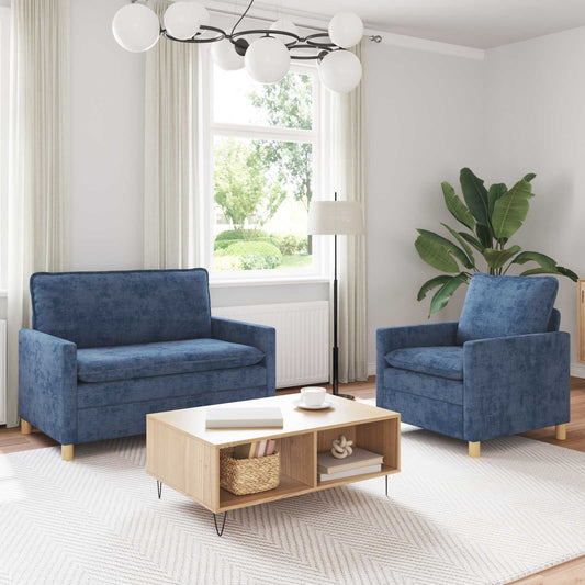 Set di divani 2 pcs Blu Poliestere | homemem39