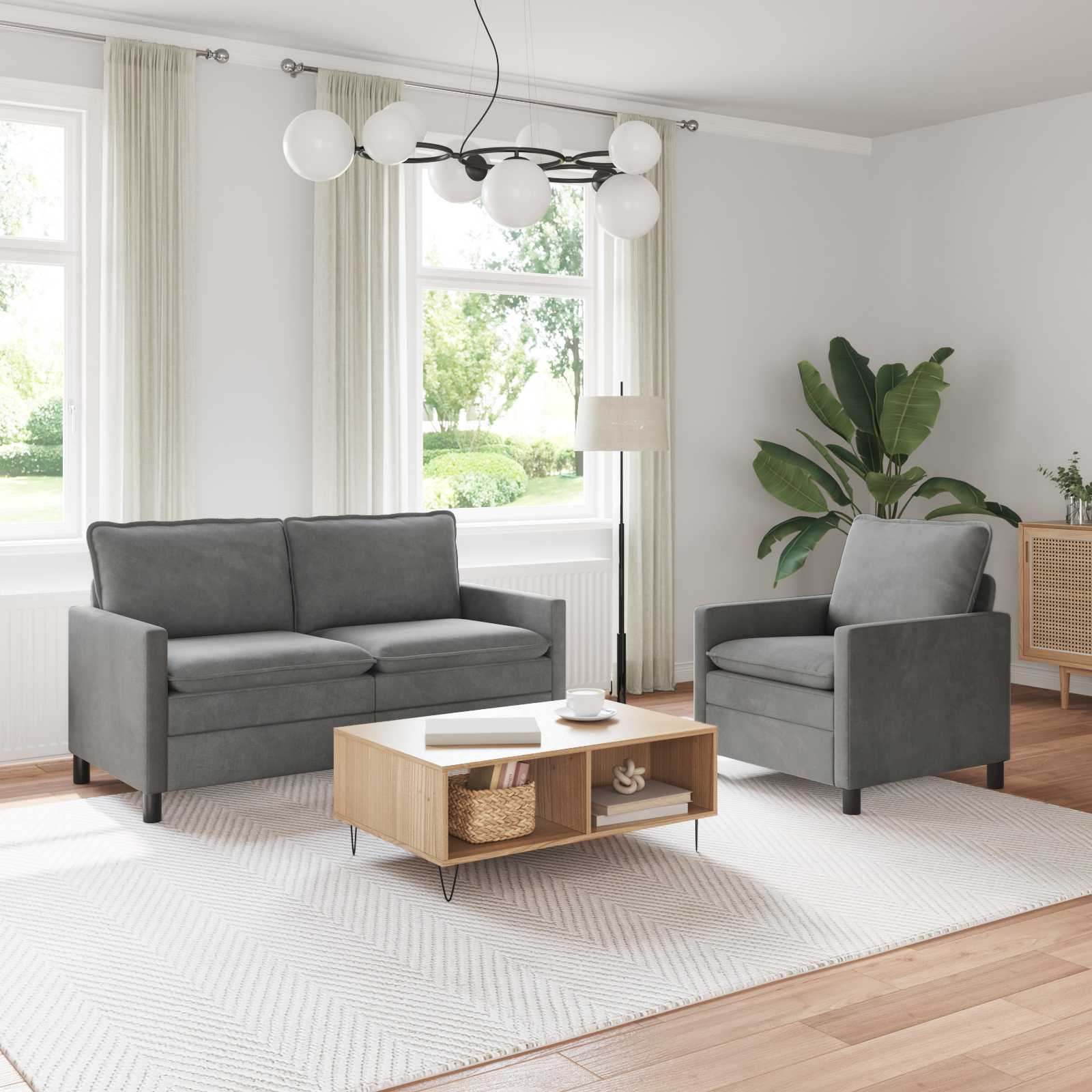 Set di divani 2 pcs Grigio Scuro Velluto | homemem39
