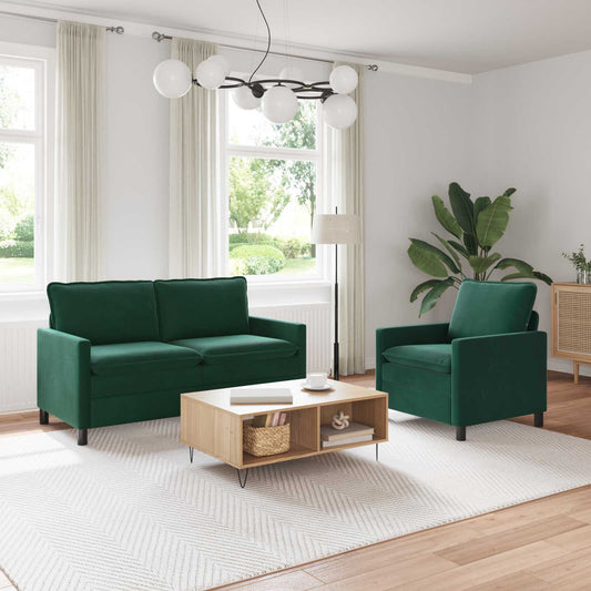 Set di divani 2 pcs Verde Scuro Velluto | homemem39