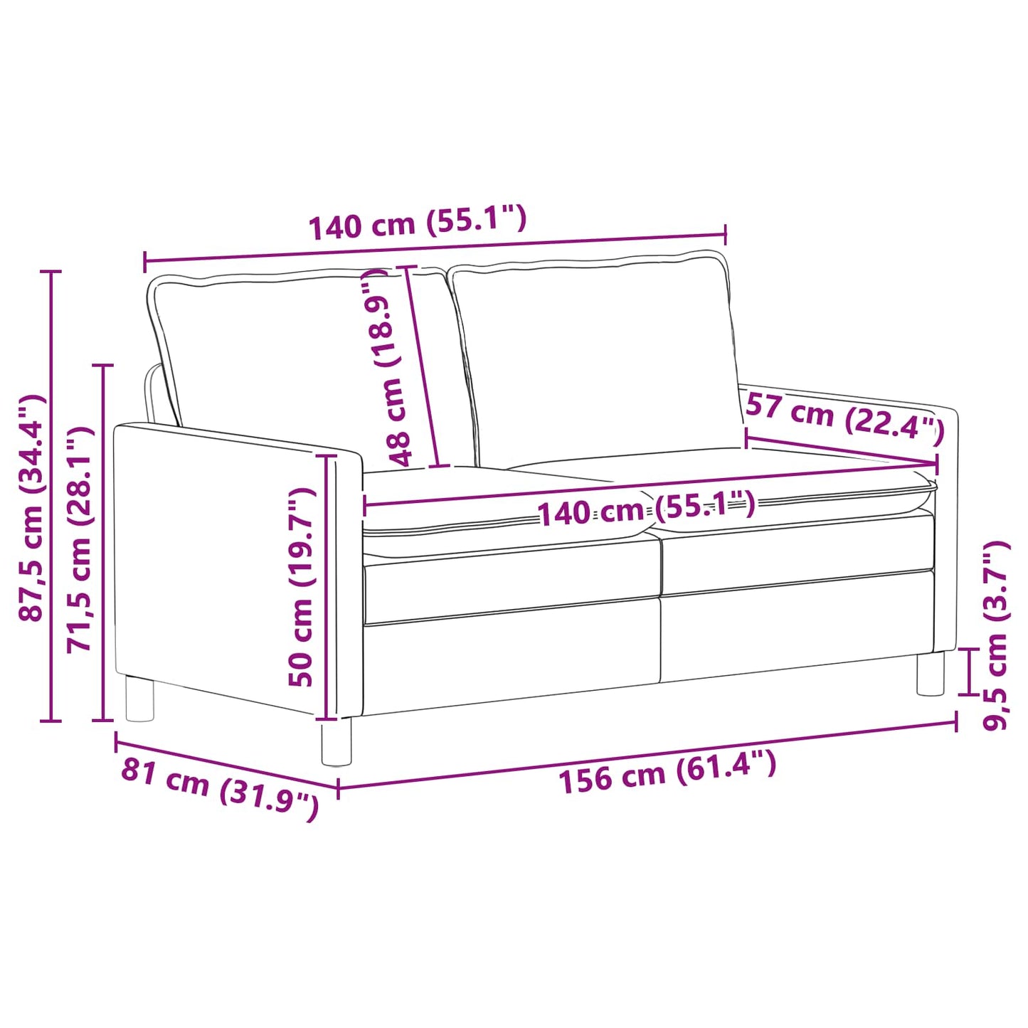 Set di divani 2 pcs Nero Velluto | homemem39