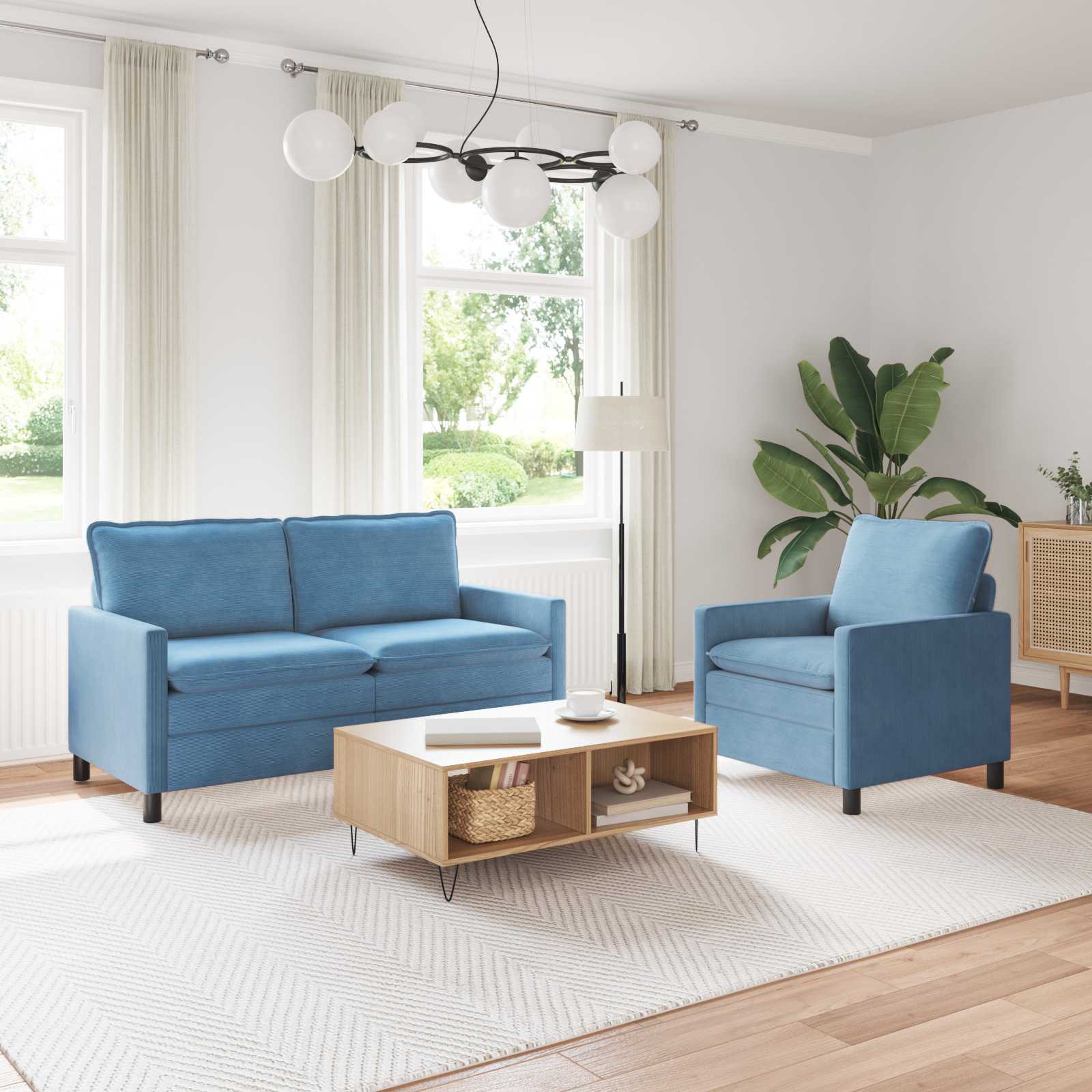 Set di divani 2 pcs Blu Tessuto | homemem39