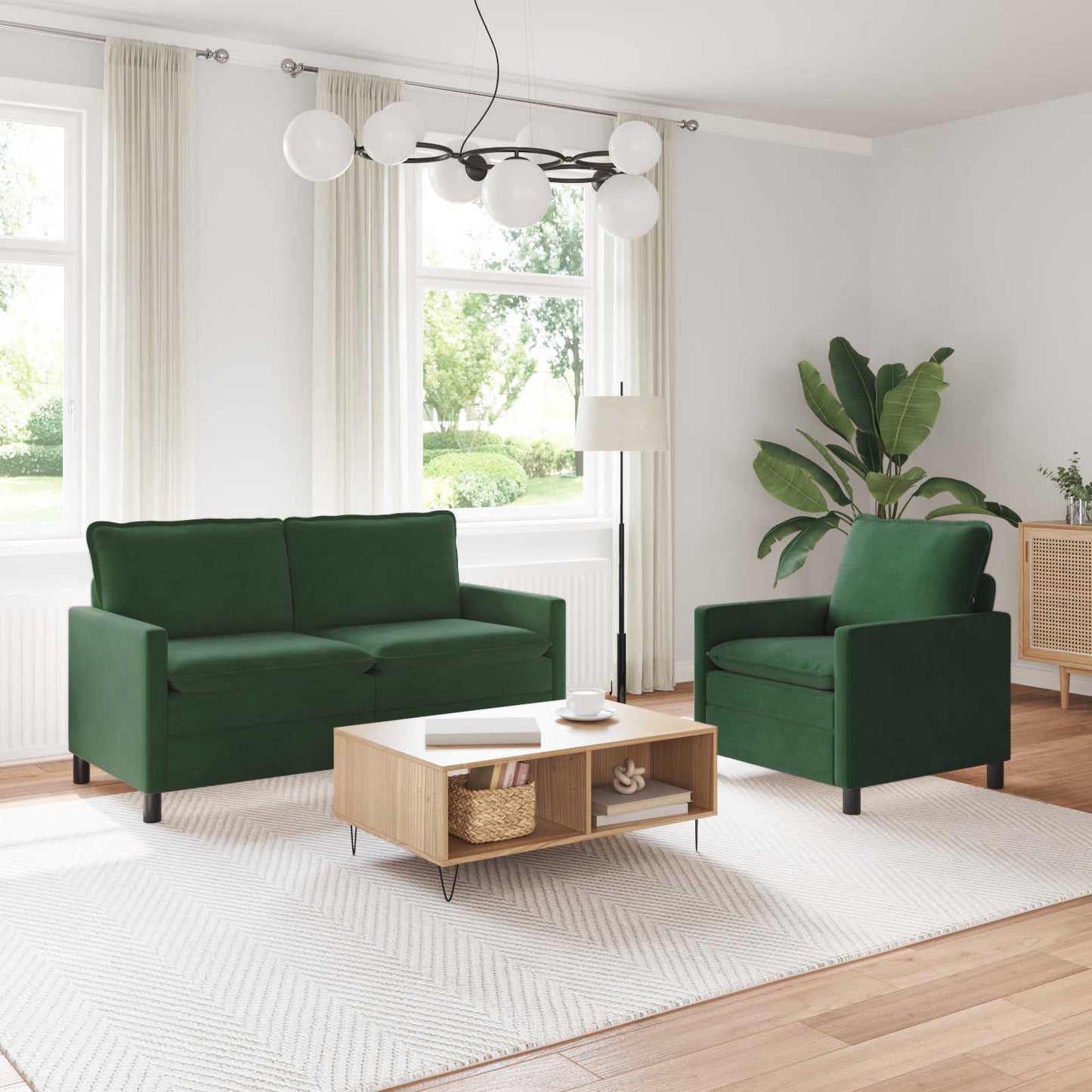 Set di divani 2 pcs Verde Giungla Tessuto | homemem39