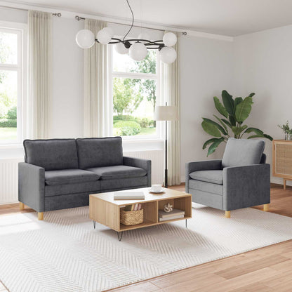 Set di divani 2 pcs Grigio Scuro Poliestere | homemem39