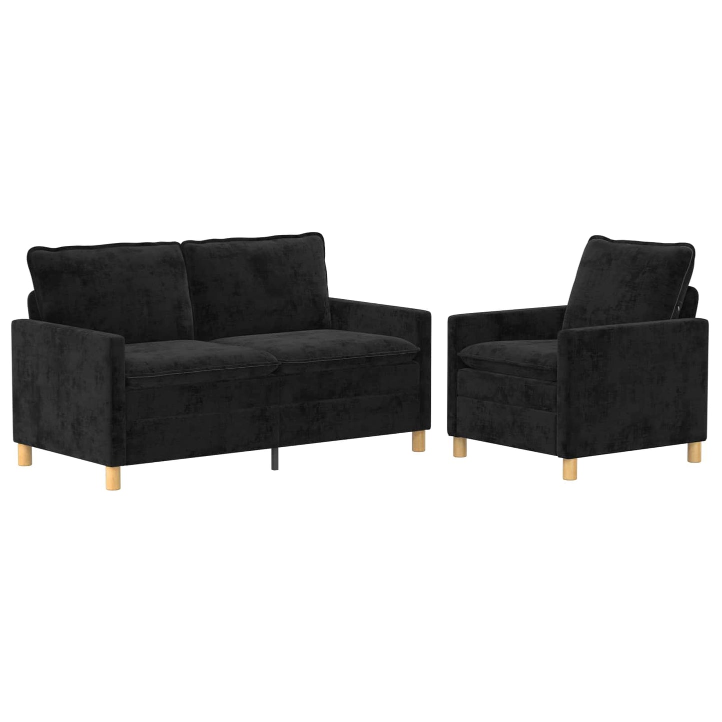 Set di divani 2 pcs Nero Poliestere | homemem39