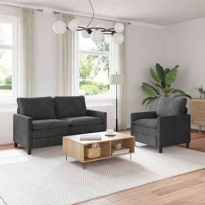 Set di divani 2 pcs Grigio Scuro Poliestere