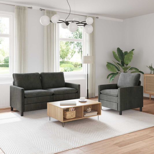 Set di divani 2 pcs Antracite Poliestere | homemem39