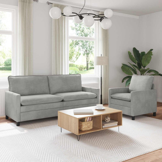 Set di divani 2 pcs Grigio Chiaro Velluto | homemem39