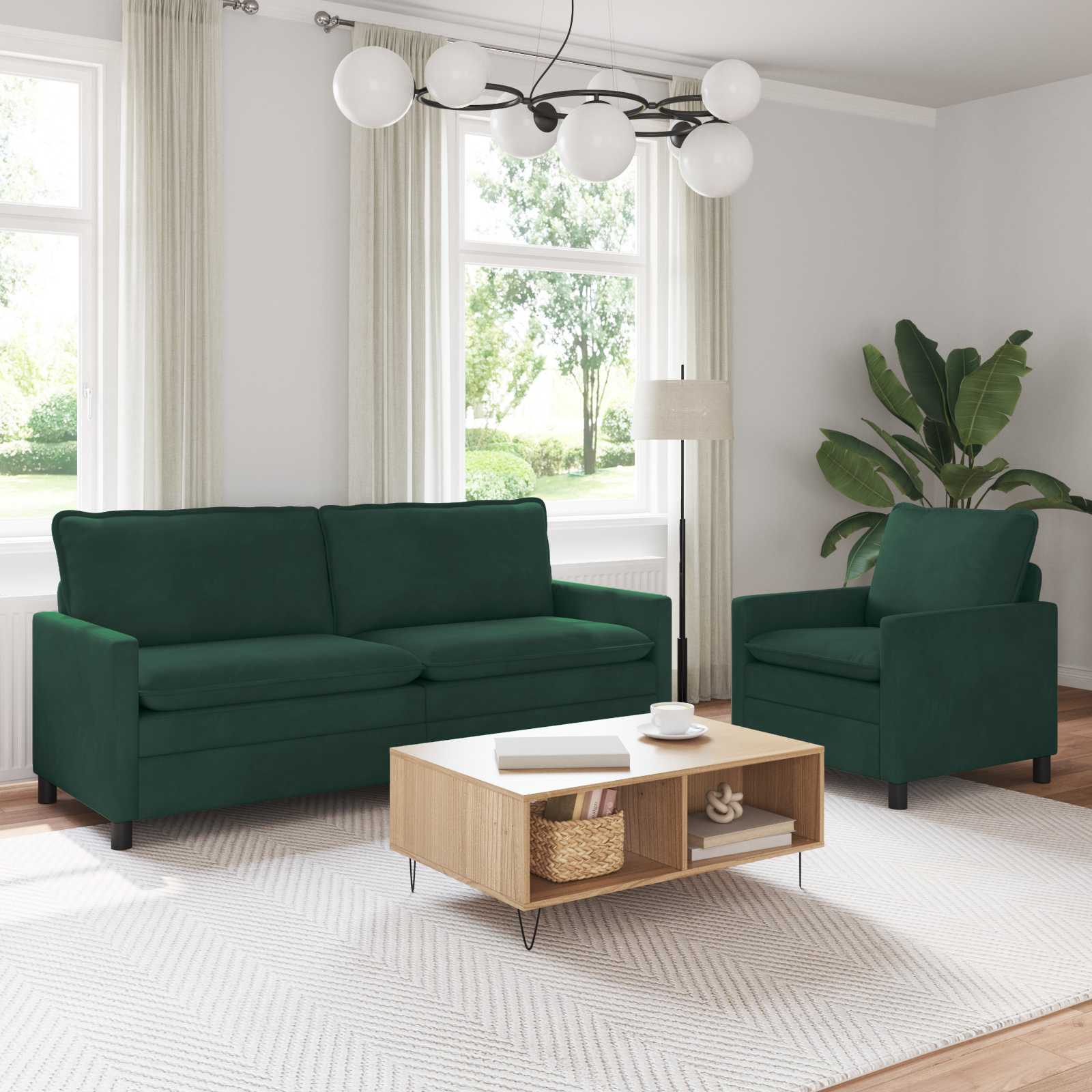 Set di divani 2 pcs Verde Scuro Velluto | homemem39