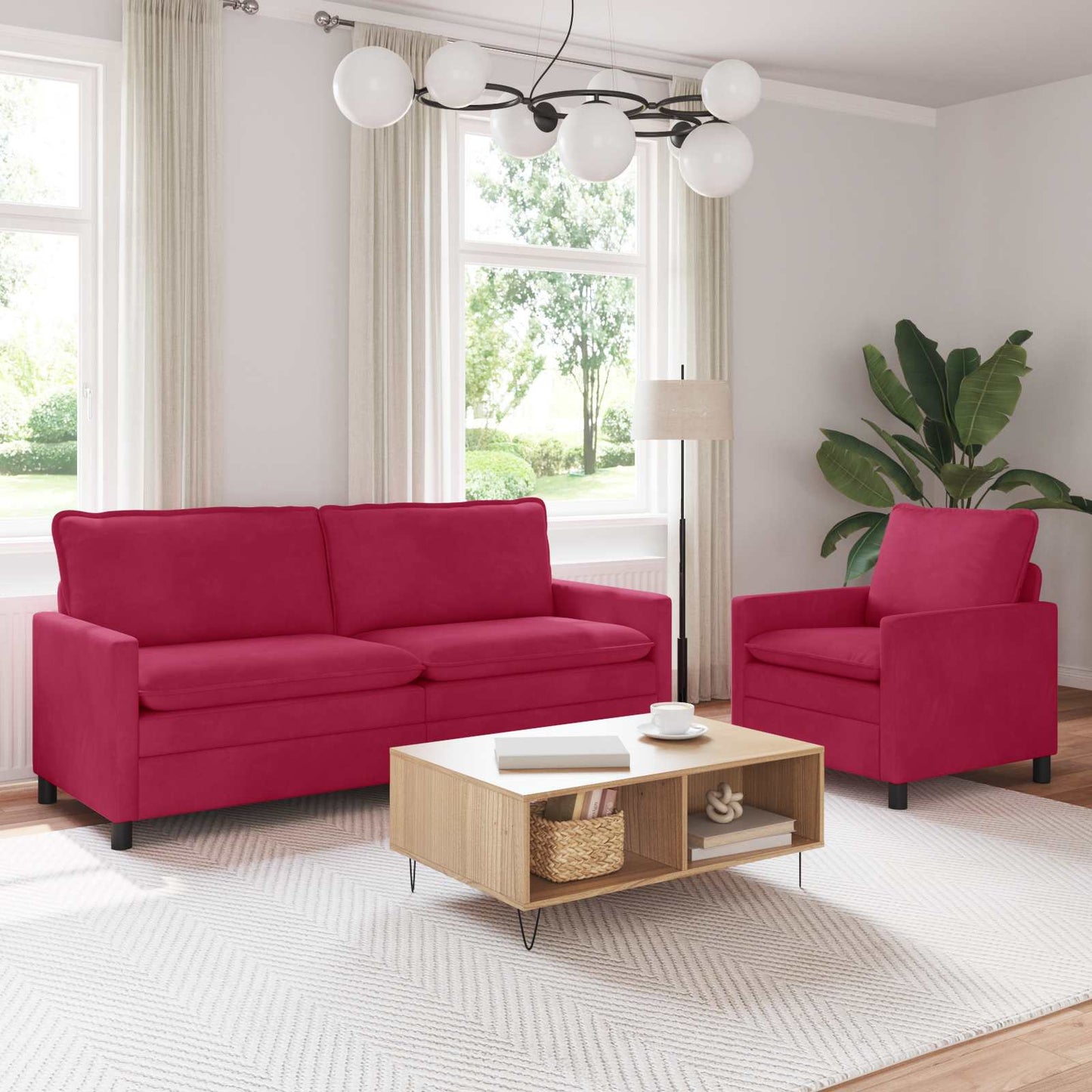Set di divani 2 pcs Rosso Vino Velluto | homemem39