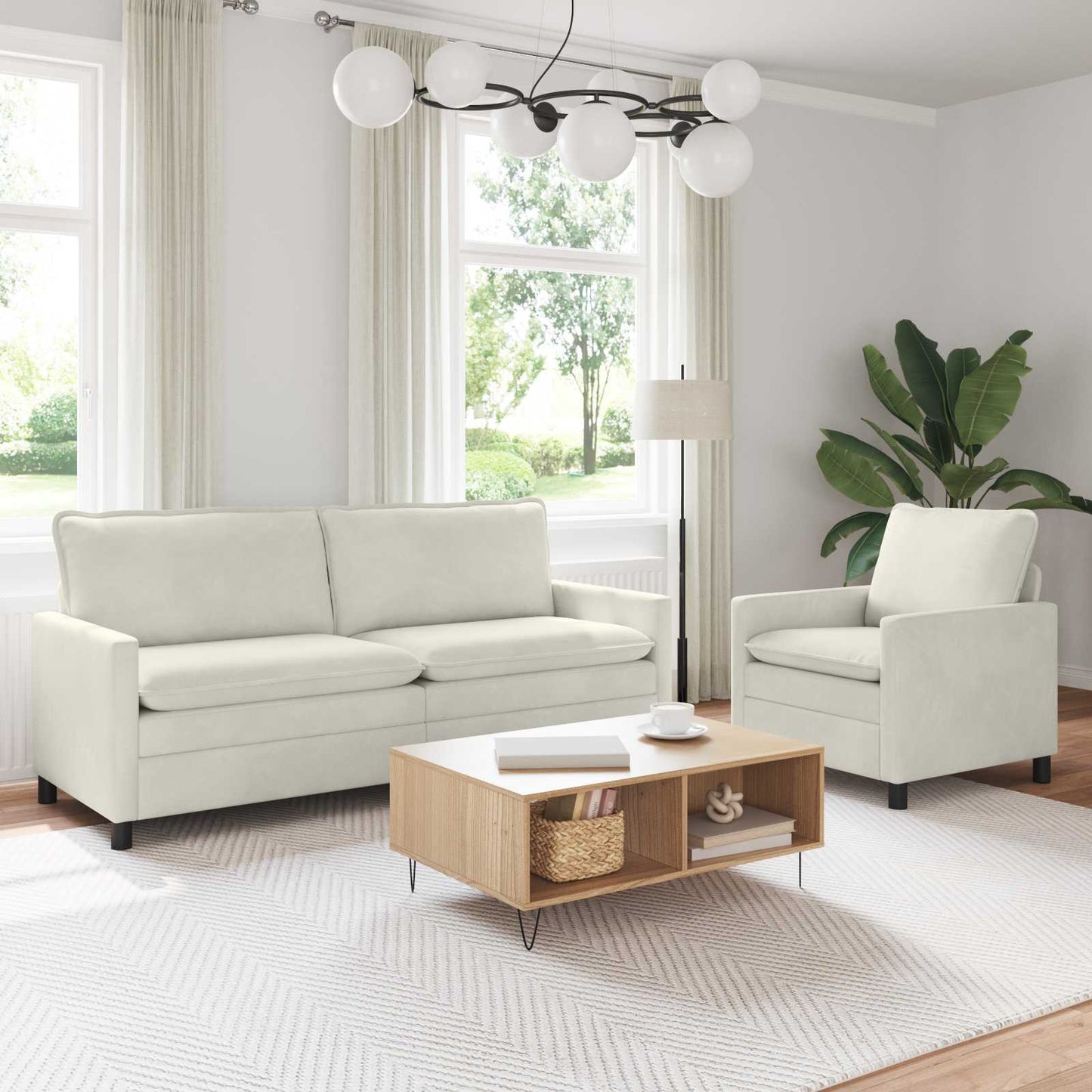 Set di divani 2 pcs Crema Velluto | homemem39