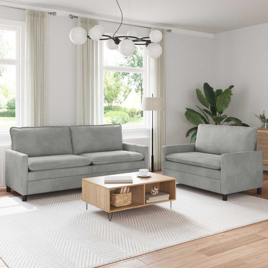 Set di divani 2 pcs Grigio Chiaro Velluto | homemem39