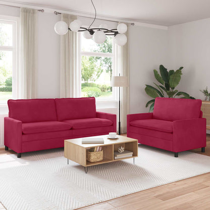 Set di divani 2 pcs Rosso Vino Velluto | homemem39