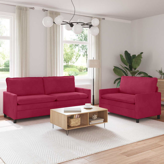Set di divani 2 pcs Rosso Vino Velluto | homemem39