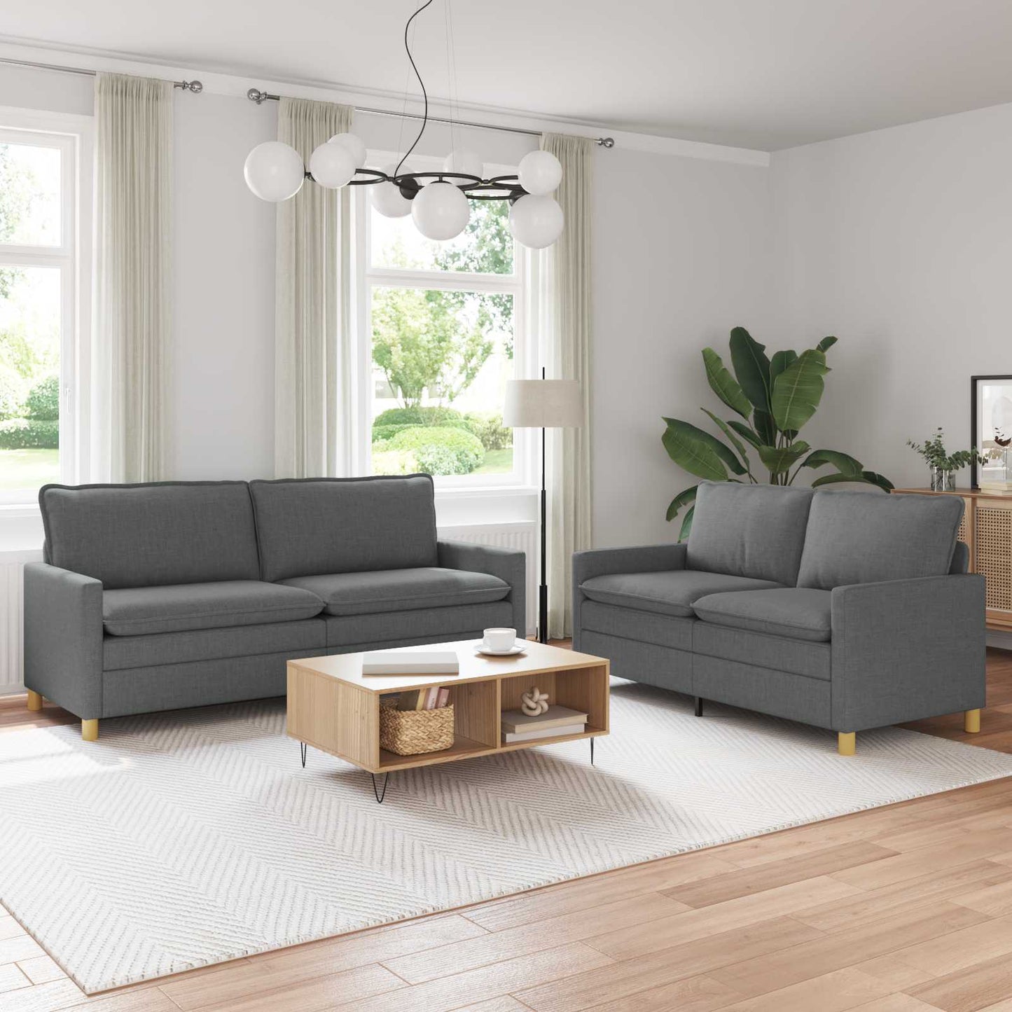 Set di divani 2 pz Grigio Scuro Tessuto | homemem39