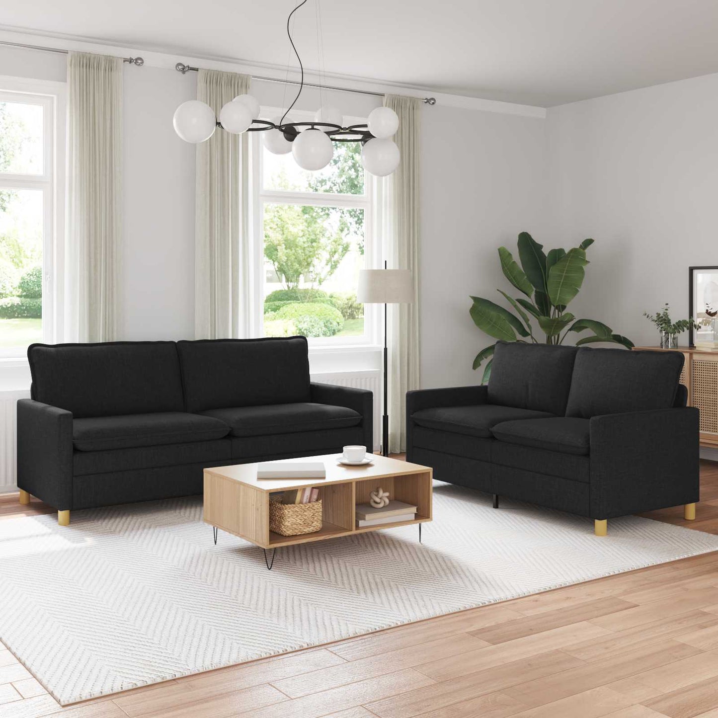 Set di divani 2 pz Nero Tessuto | homemem39