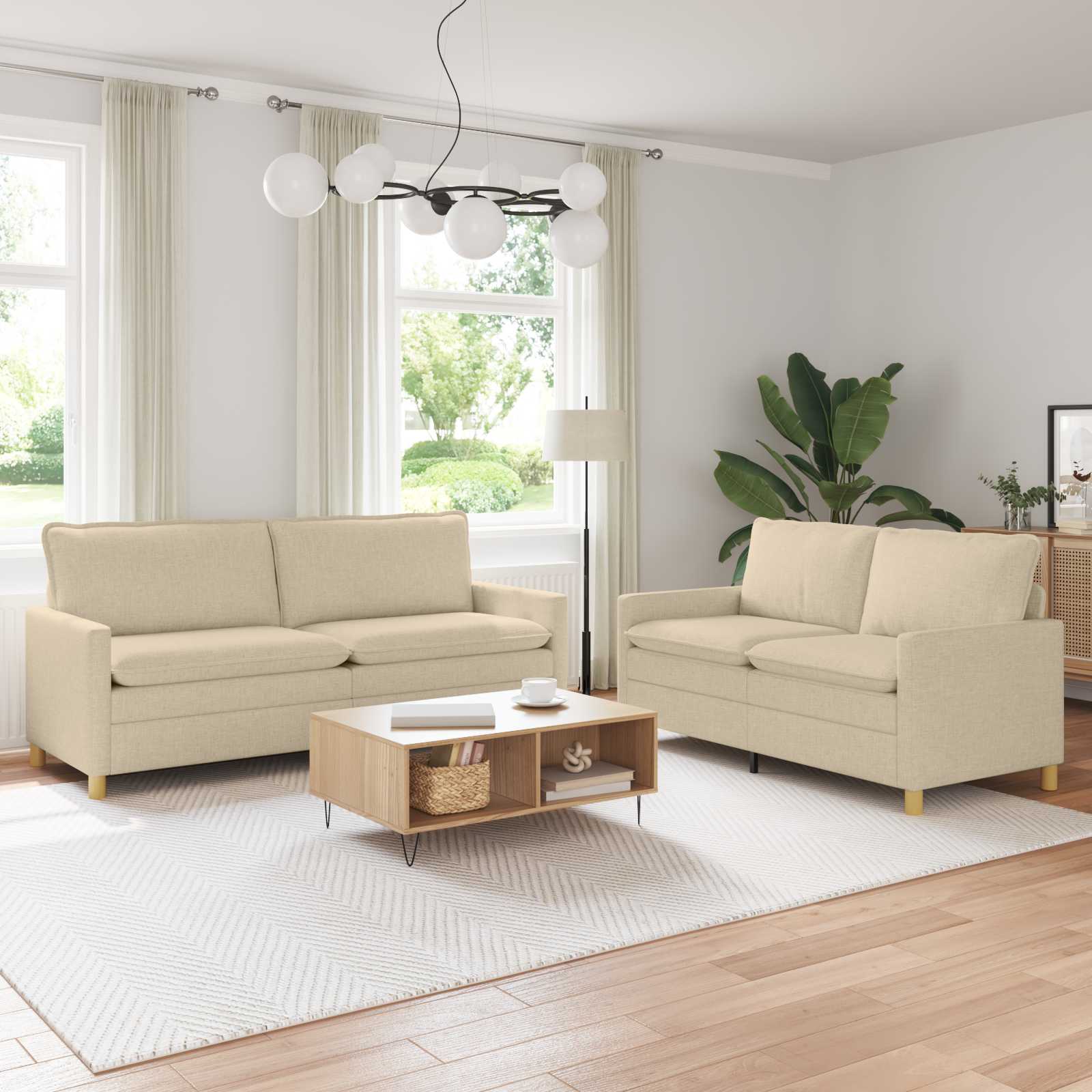 Set di divani 2 pz Crema Tessuto | homemem39