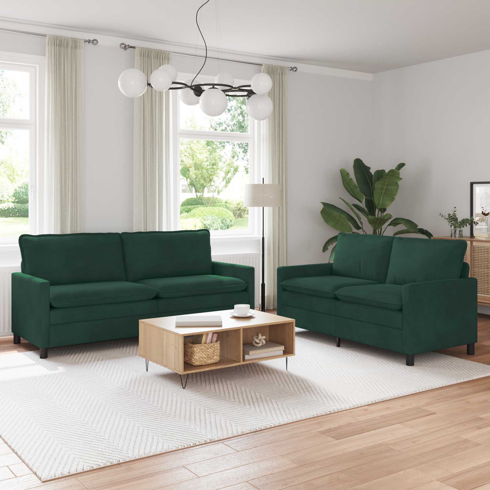 Set di divani 2 pcs Verde Scuro Velluto | homemem39