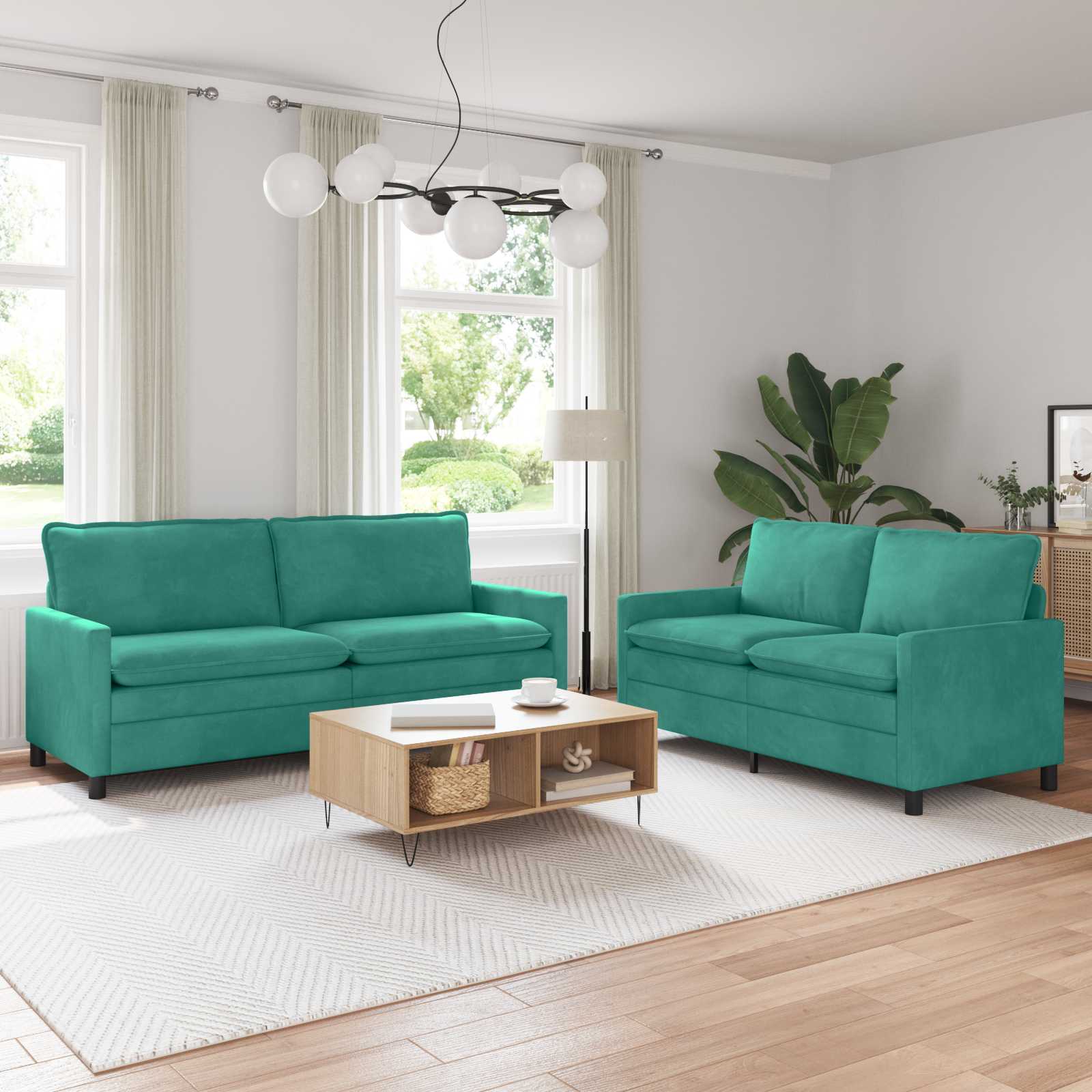 Set di divani 2 pcs Turchese Velluto | homemem39