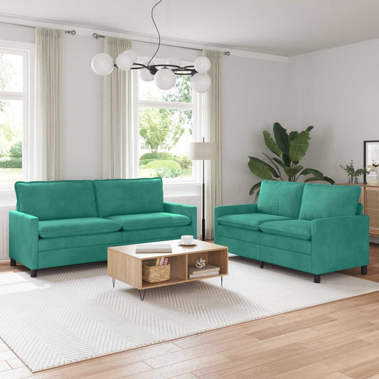 Set di divani 2 pcs Turchese Velluto | homemem39