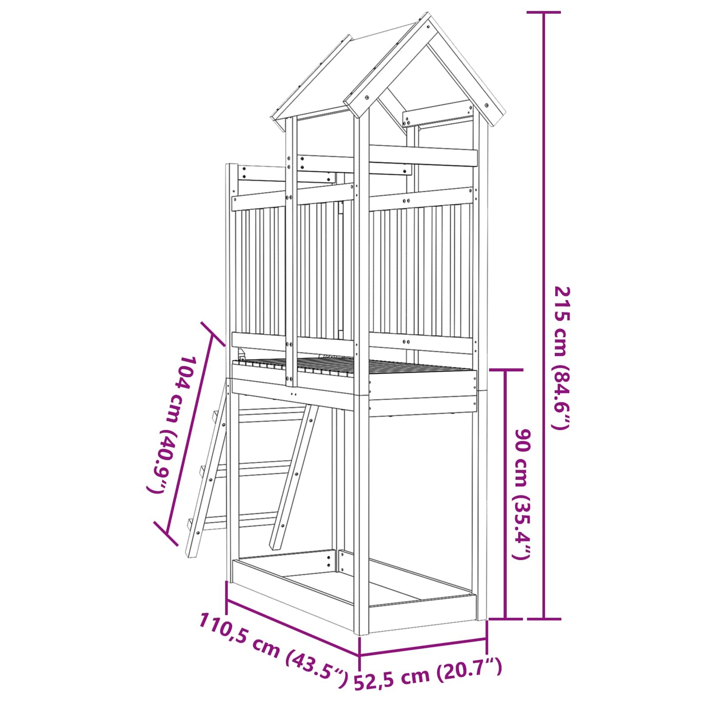 Torre da Gioco Marrone Legno Impregnato Solido | homemem39
